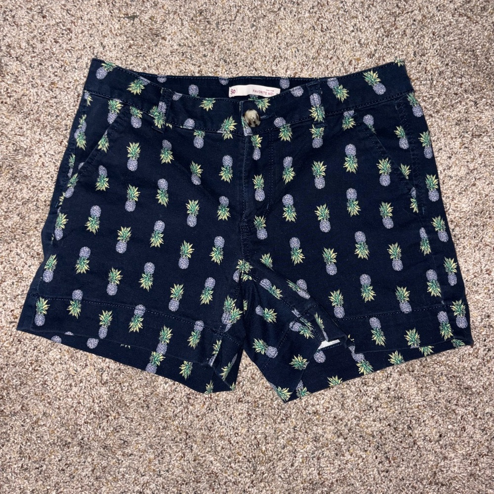 SO Navy Pineapple Patterned Shorts